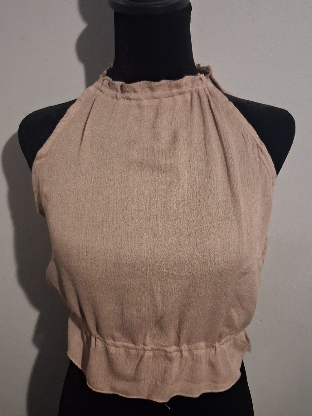Bear Dance Beige Halter Crop Camisole